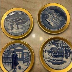 Blue and Gold Decorative Plates Set
